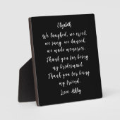 Plaque Photo Whimsical Black White Bridesmaid Thank You Poem (Recto)