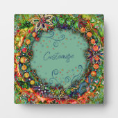 Plaque Photo Whimsical Boho Green Fun Floral Customisé (Devant)