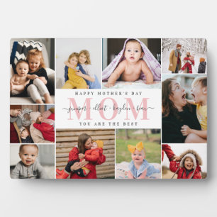 Plaque Photo White Pink Best Mother's Day Photo Collage