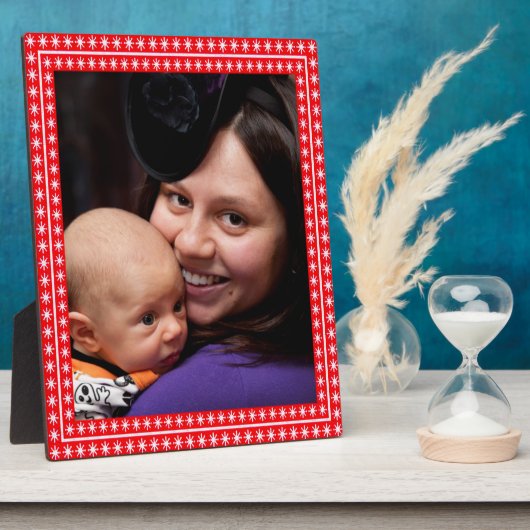 Plaque Photo White Stars Red Frame Image Votre Photo (Côté)