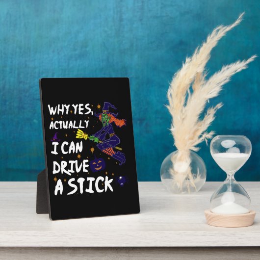 Plaque Photo Why yes Actually I Can Drive A Stick Funny Witch (Côté)