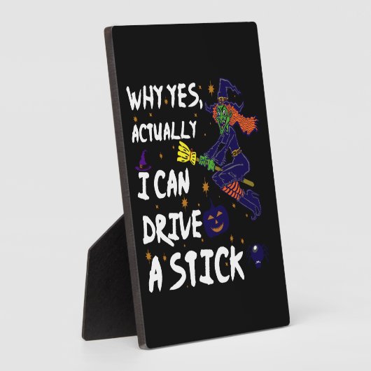 Plaque Photo Why yes Actually I Can Drive A Stick Funny Witch (Côté)