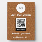 Plaque Photo Wifi gratuit QR Code Plain Cuir Brown (Devant)