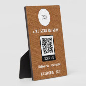 Plaque Photo Wifi gratuit QR Code Plain Cuir Brown (Côté)