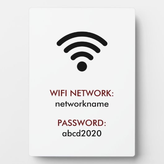Plaque Photo Wifi Network and Password Business Retail (Devant)