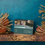 Plaque Photo Wifi Password Sign Photo<br><div class="desc">Modern WiFi password sign to share your network information with guests. Perfect for Airbnb rentals, bed and breakfast rooms and more. Minimal modern design with photo in gulf blue green and white with simple easy-to-read typography. This product features a template placeholder image that is a combination of artistic elements and...</div>