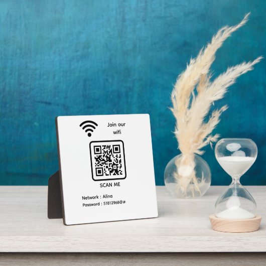 Plaque Photo WiFi QR Code Scan Me Rejoignez Notre Mot De Passe  (Insitu)