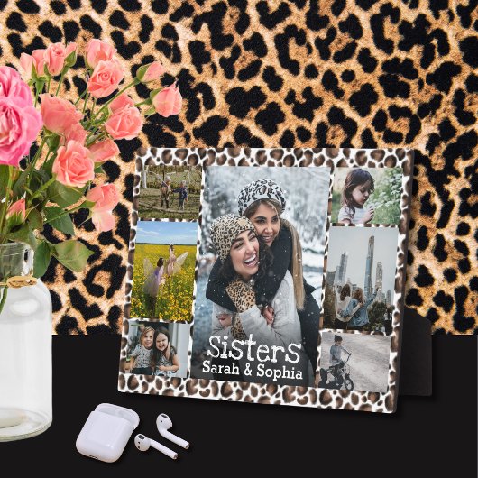 Plaque Photo Wild Faux Leopard Fur Soeurs de la fourrure Collag