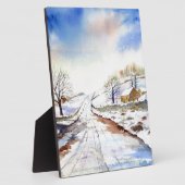 Plaque Photo Wintery Lane Watercolor (Côté)