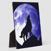 Plaque Photo Wolf Silhouette & Pleine lune (Côté)