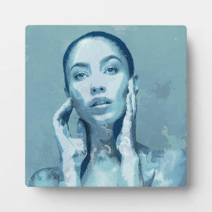 Plaque Photo "Woman in Blue" Premium Canvas