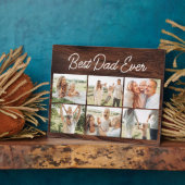 Plaque Photo Wood 6 Photo Collage Best Dad Ever Custom Modern (Côté)