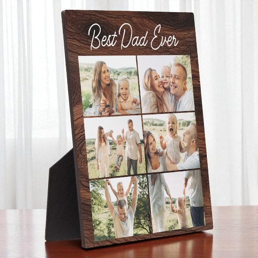 Plaque Photo Wood Father's Day 6 Photo Collage Best Dad Ever 