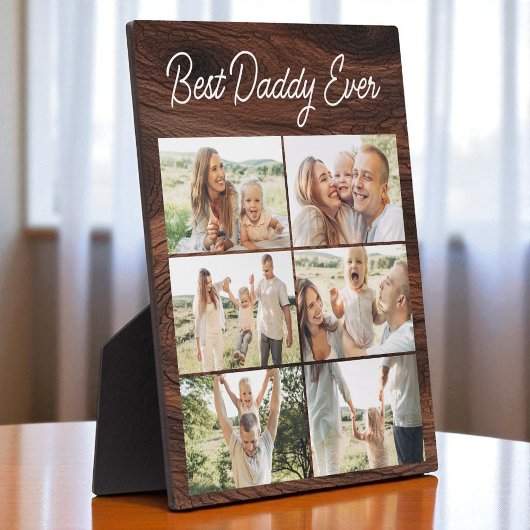 Plaque Photo Wood Father's Day 6 Photo Collage Best Daddy Ever 
