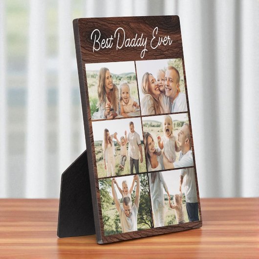 Plaque Photo Wood Father's Day Best Daddy Ever 6 Photo Collage