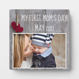 Plaque photo Wood My First Mom's Day avec Easel