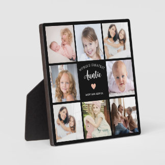 Plaque Photo World Greatest Tante 8 Photo Collage Pink Heart