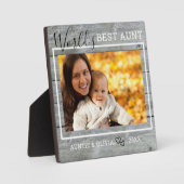 Plaque Photo World's Best Aunt Custom Photo Rustic Gray Wood (Recto)