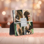 Plaque Photo 'Worlds Best Dog Mom' Photo Collage<br><div class="desc">Montrez votre statut de maman chien avec cette plaque photo collage mignon avec quatre photos carrés de vous et de votre animal de compagnie. "Worlds Best Dog Mom" apparaît au centre dans le script de calligraphie et la typographie amusante écrit sur un carré gris avec un coeur blanc mignon. Personnalisez...</div>