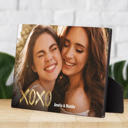 Plaque Photo XOXO Best Friends Gold Script BFF Photo