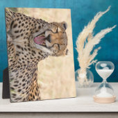 Plaque Photo Yawning Cheetah (Côté)