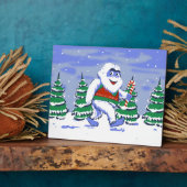 Plaque Photo Yéti mignon Noël dans la forêt (Côté)