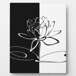 Plaque Photo Yin Yang Fleur de Lotus Noir et Blanc