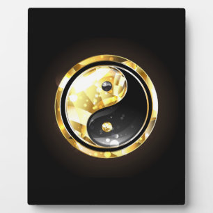 Plaque Photo Yin Yang or sur noir