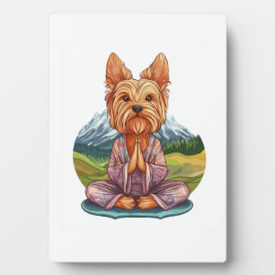 Plaque Photo Yorkie de yoga � Drôle de chien méditant