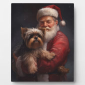 Plaque Photo Yorkshire Terrier Santa Claus Festive Noël (Devant)