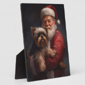 Plaque Photo Yorkshire Terrier Santa Claus Festive Noël (Côté)