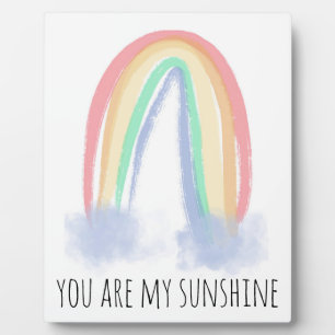 Plaque Photo You are my sunshine watercolor painted rainbow