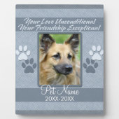 Plaque Photo Your Love Unconditional Pet Sympathy Custom (Devant)