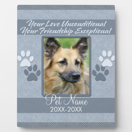 Plaque Photo Your Love Unconditional Pet Sympathy Custom (Devant)