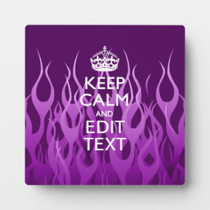 Plaque Photo Your texte on Keep Calm Purple Racing Flames Decor
