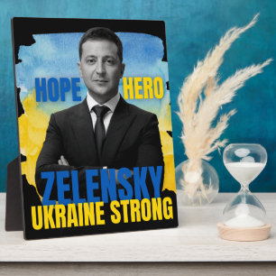Plaque Photo Zelensky Hope Héros Ukraine forte