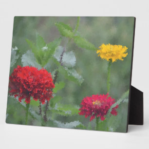 Plaque Photo Zinnias impressionniste