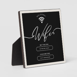 Plaque Photo Zone Wifi Simple Minimaliste Noir et Beige