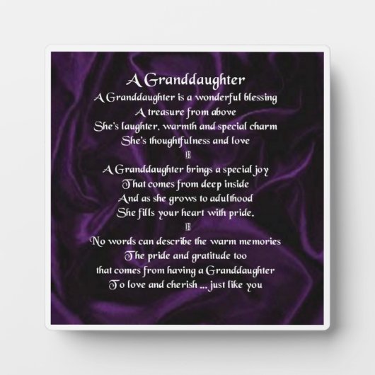 Plaque Poem Grandgirl - Conception Soie Violette (Devant)