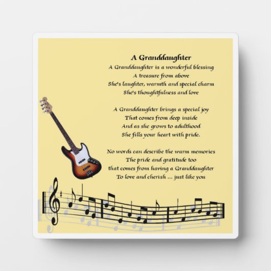 Plaque Poem Grandgirl - Design musical (Devant)