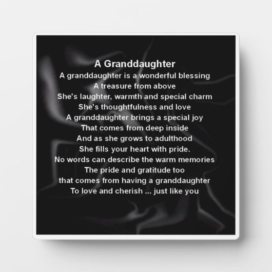 Plaque Poem Grandgirl - Noir Soie Design (Devant)