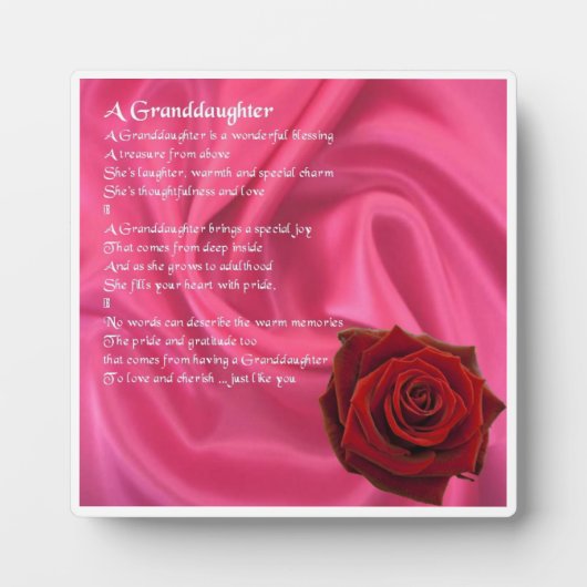 Plaque Poem Grandgirl - Soie rose et Rose (Devant)