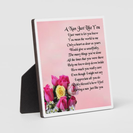 Plaque Poem Nan - Design Rose (Recto)