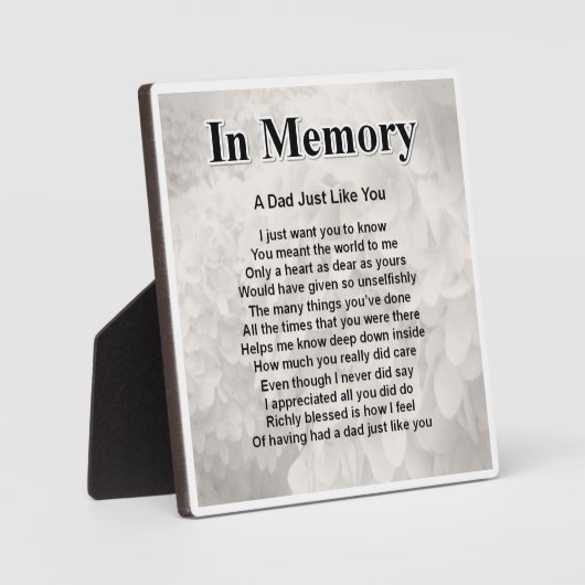 Plaque Poem Papa - Conception mémoire (Recto)