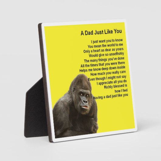 Plaque Poem Papa - Gorilla Design (Recto)