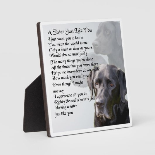 Plaque Poem Soeur - Black Labrador Design (Recto)