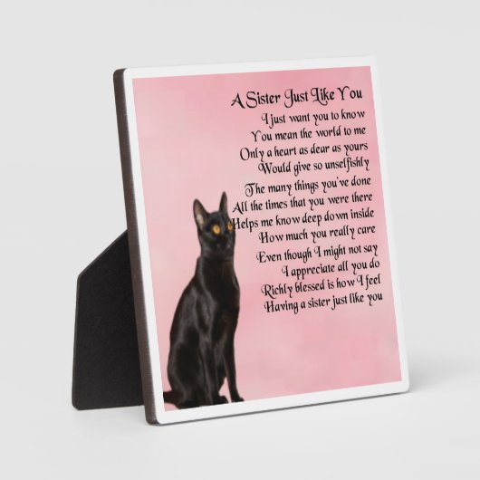 Plaque Poem Soeur - Design Chat Noir (Recto)