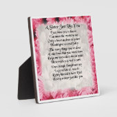 Plaque Poem Soeur - Design Floral Rose (Recto)