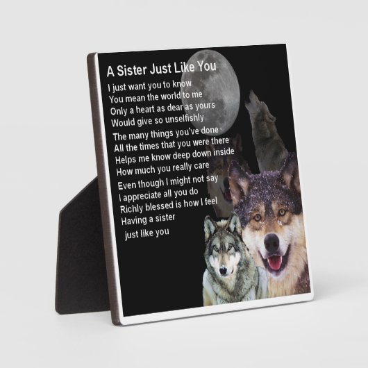 Plaque Poem Soeur - Design Wolf (Recto)