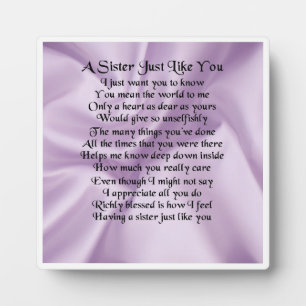 Plaque Poem Soeur - Lilac Conception Soie